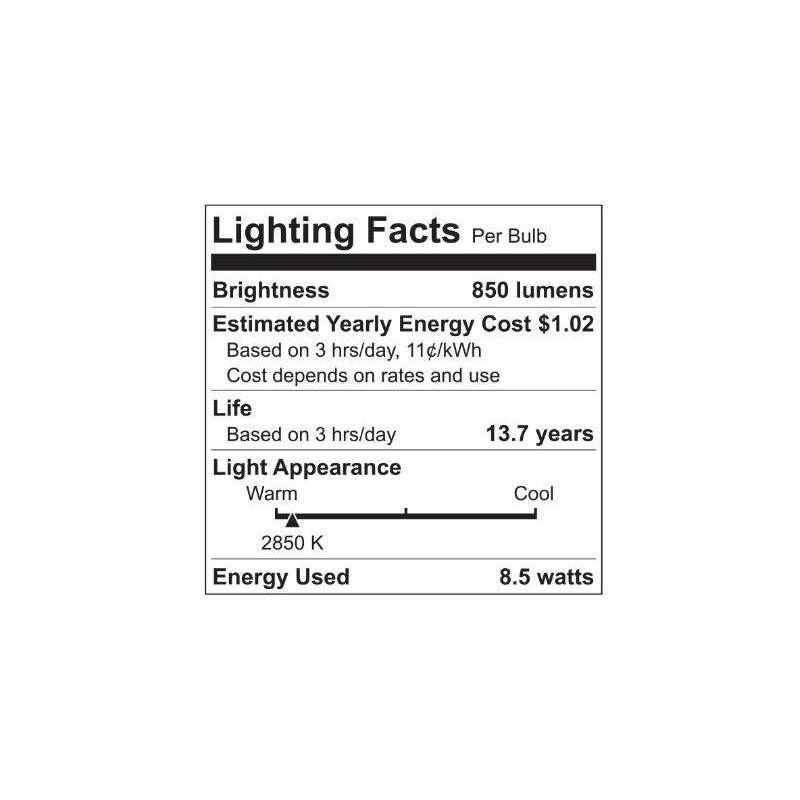 GE 4pk 75W Reveal A19 LED Light Bulbs Daylight: Dimmable, 850 Lumens, 2850K, E26 Base, 13.7-Year Life, Suitable for Wet Locations