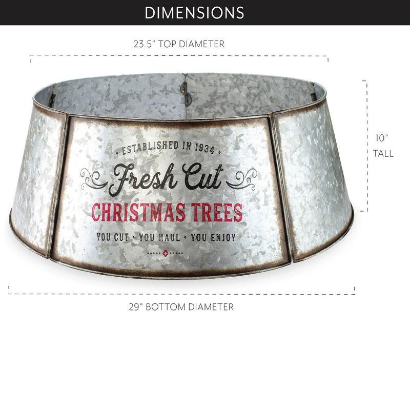 AuldHome Design 29" Galvanized Metal Christmas Tree Collar; for Large Trees, 5-Panel Version