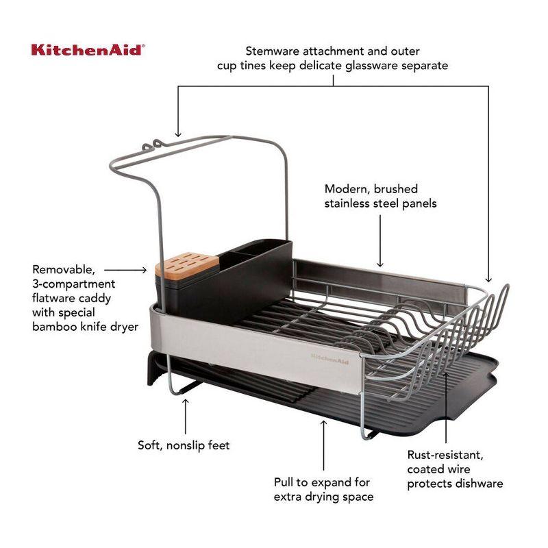 KitchenAid Expandable Dishrack Black: Freestanding Kitchen Drying Rack with Lifetime Warranty