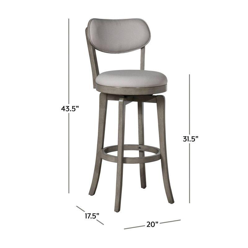 Sloan Barstool Gray - Hillsdale Furniture: Swivel, Upholstered, Aged Wood Finish, 43.5" Height