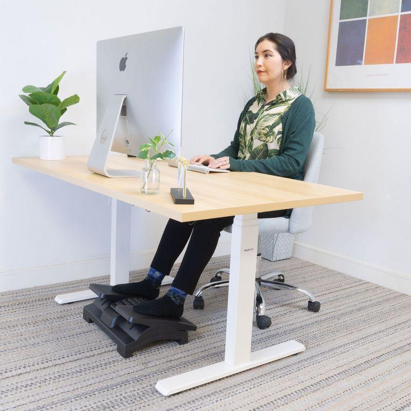 Black Adjustable Polystyrene Ergonomic Footrest with Massage Surface