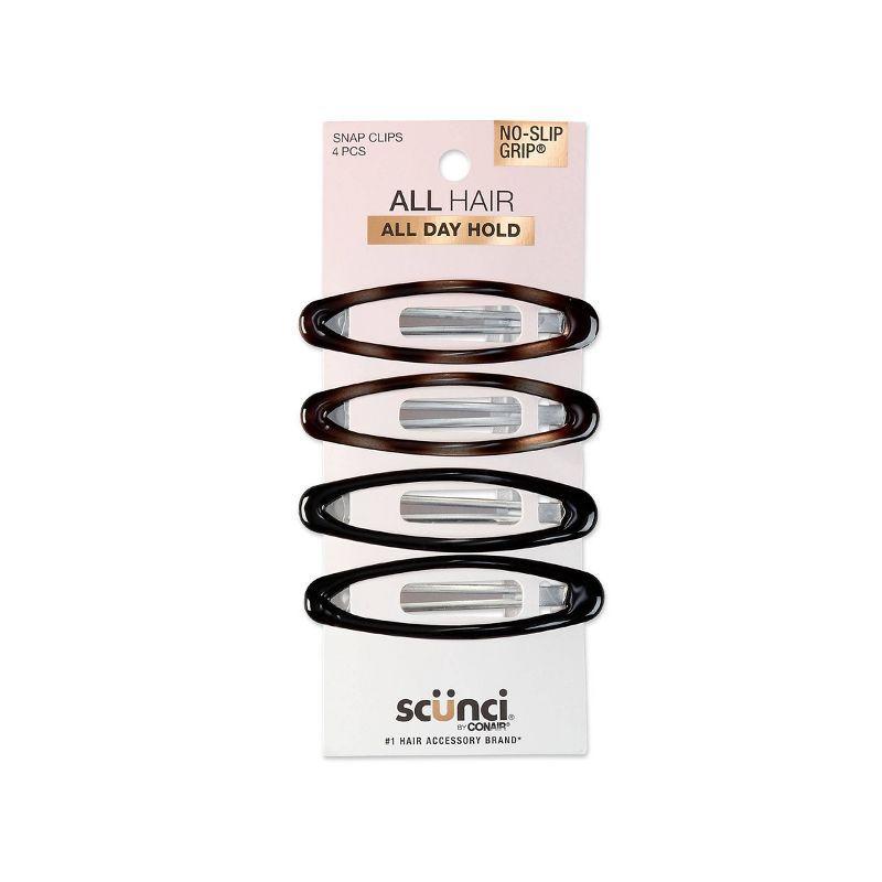 scünci No-Slip Grip Large Oval Snap Clips - Tortoise - All Hair - 4pcs