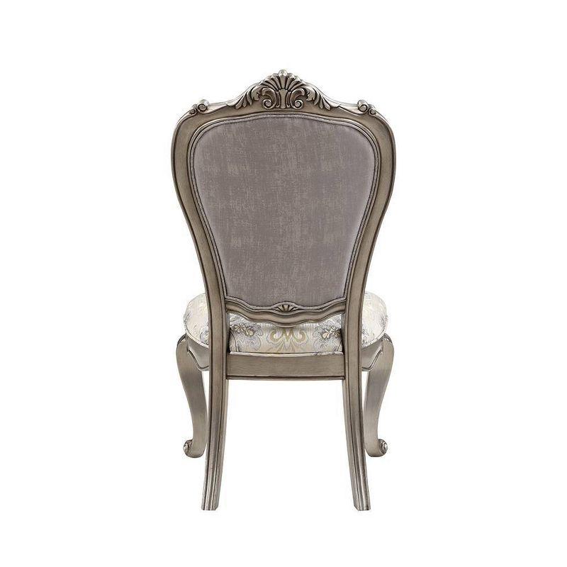 26" Ariadne Dining Chair Velvet, Antique Platinum Finish - Acme Furniture: No Assembly, Wood Frame