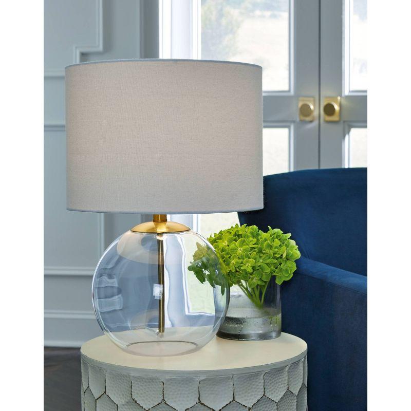 Signature Design by Ashley Samder Table Lamp Clear/Brass: Elegant Lighting for Nightstands, 3-Way Switch