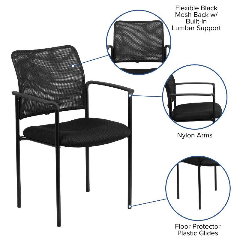 Black Mesh Stackable Steel Visitor Chair with Arms