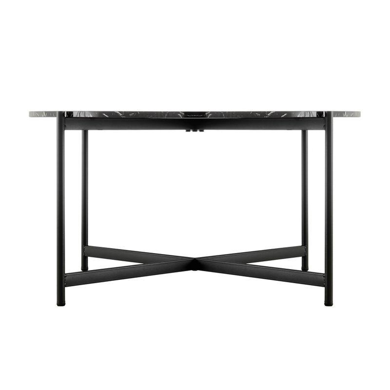 Elegant 36" Round Black Marble & Metal Coffee Table