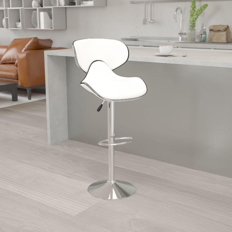 ErgoCurve Swivel White Vinyl & Chrome Adjustable Barstool