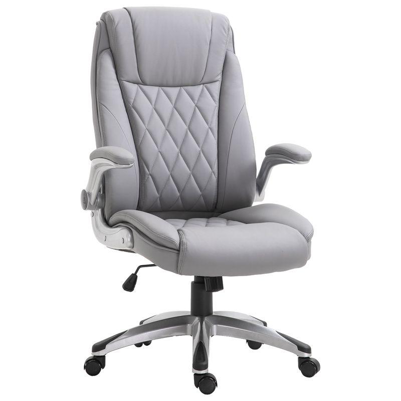 Gray Luxe Ergonomic High-Back Swivel Office Chair with Adjustable Arms
