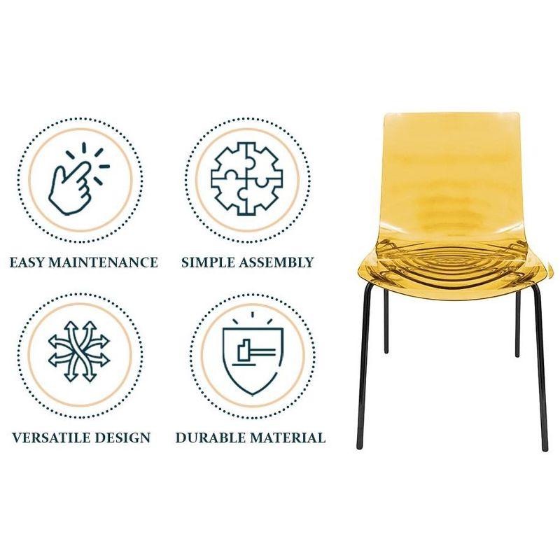 LeisureMod Astor Acrylic Dining Chair - Water Ripple Design & Chrome Finish Metal Legs, Stackable Accent Side Chair