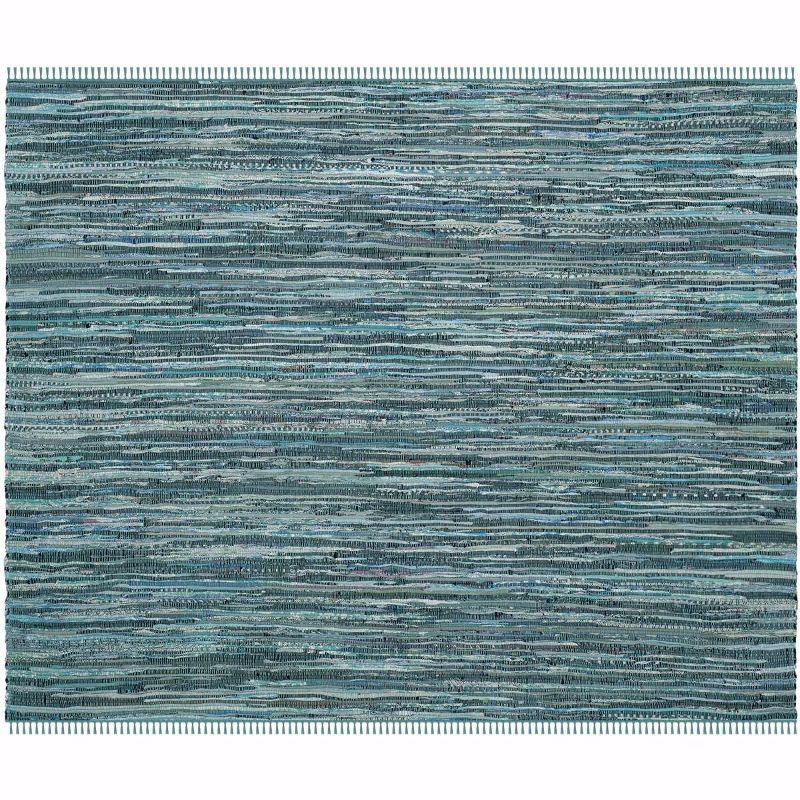 Rag Rug RAR127 Hand Woven Indoor Accent Rug - 4'x4' - Turquoise/Multi - Safavieh