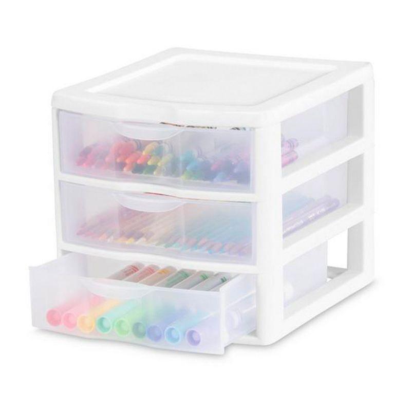 Sterilite Clearview Plastic Multipurpose Small 3 Drawer Desktop Storage Organization Unit for Home, Classrooms, or Office Spaces