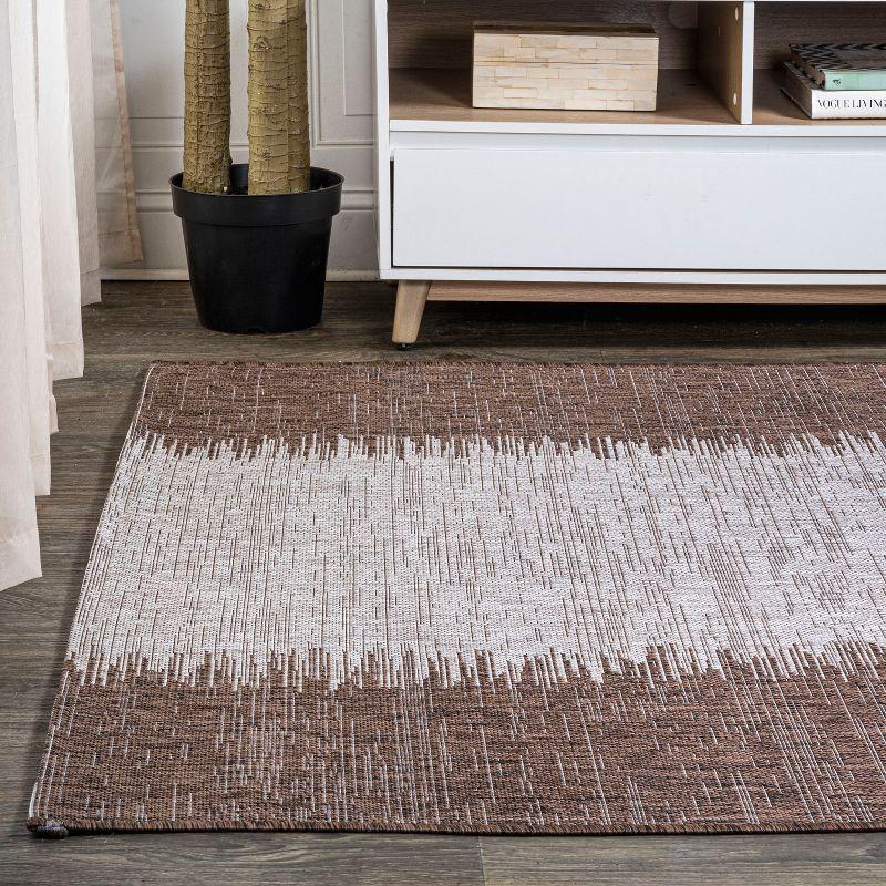 3'x5' Tavira Modern Strie' Indoor/Outdoor Area Rug, Brown/Beige - JONATHAN Y