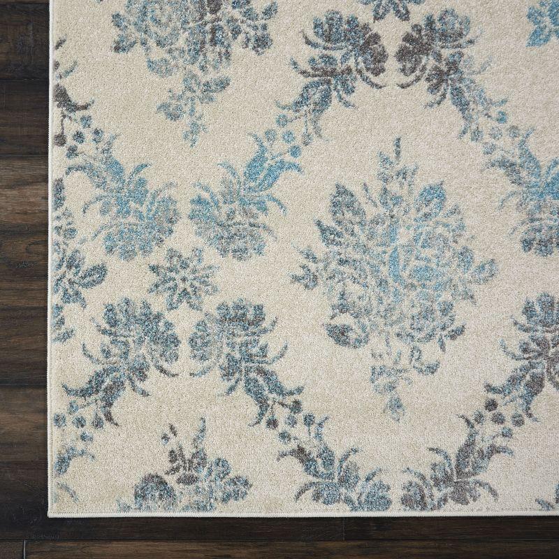 Tranquil TRA09 Grey/Pink Area Rug Vintage Floral Damask By Nourison