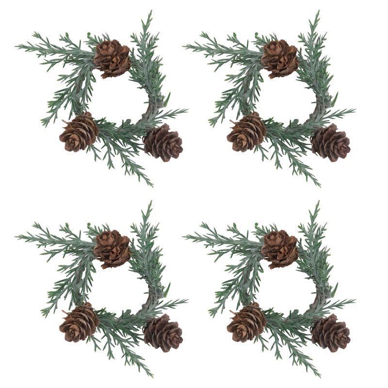 Green Pine Cone Holiday Napkin Rings Set of 4