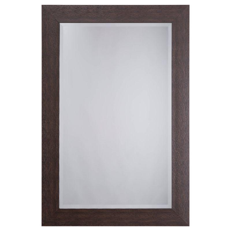 Espresso Elegance Rectangular Wall Mirror with Wood Frame, 24"W x 36"H