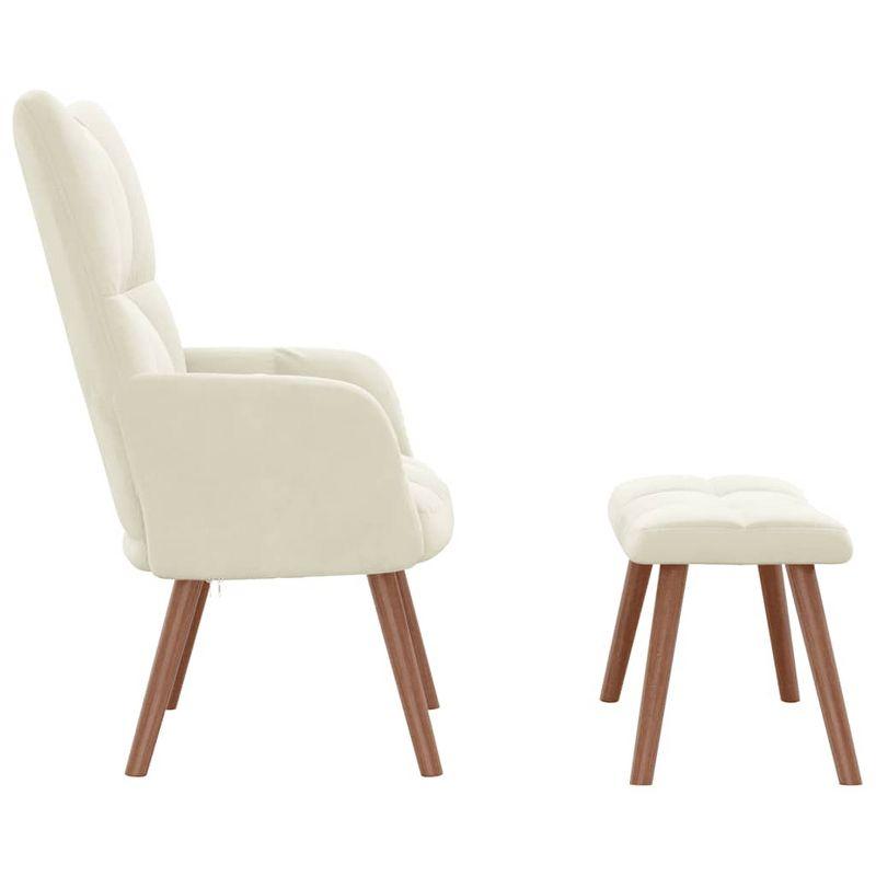 vidaXL Relaxing Chair with a Stool Cream White Velvet