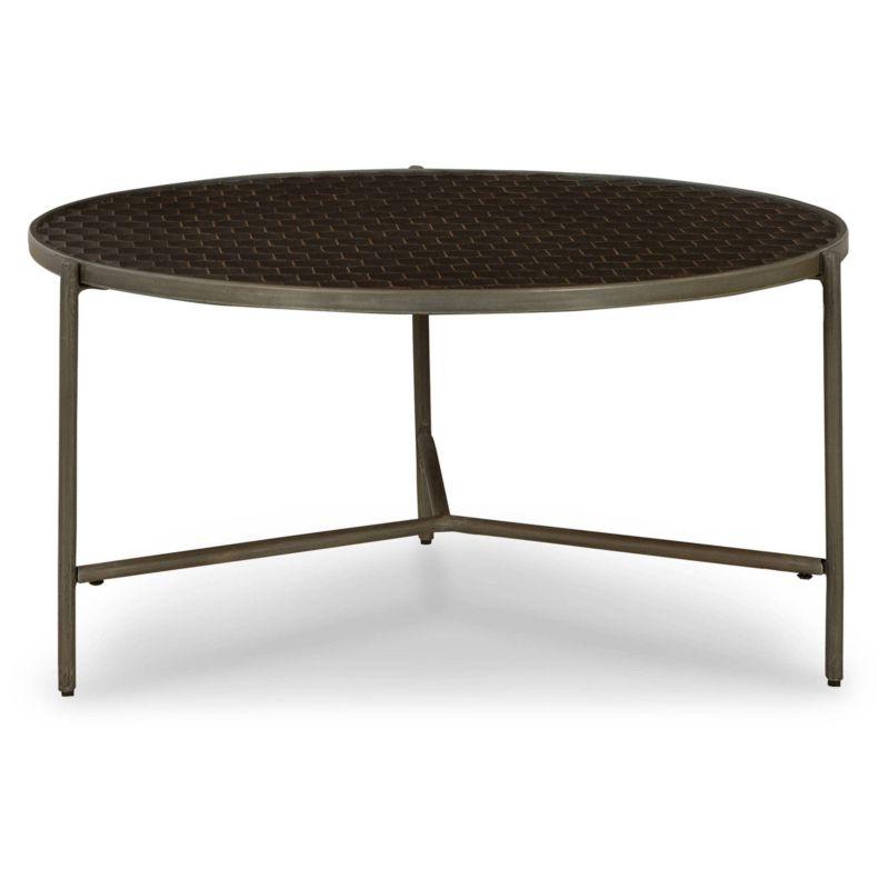 Doraley Coffee Table Black/Gray/Brown/Beige - Signature Design by Ashley: Honeycomb Top, Glazed Metal Base