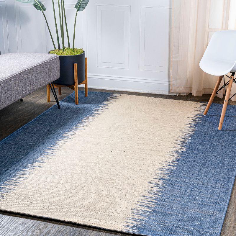 4'x6' Tavira Modern Strie' Indoor/Outdoor Area Rug, Blue/Beige - JONATHAN Y