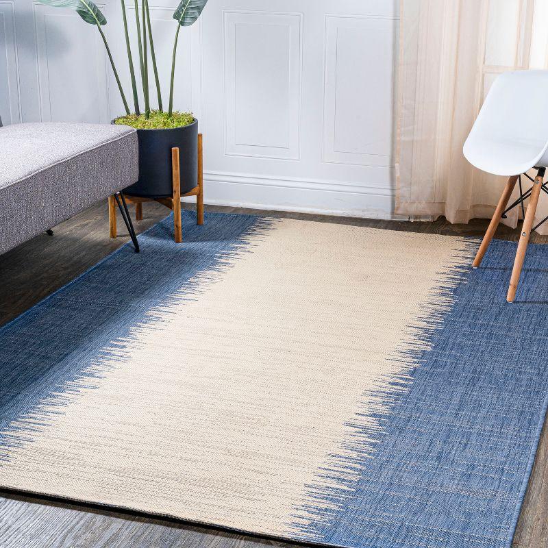 Coastal Stripe Denim Blue and Beige 8' x 10' Synthetic Area Rug