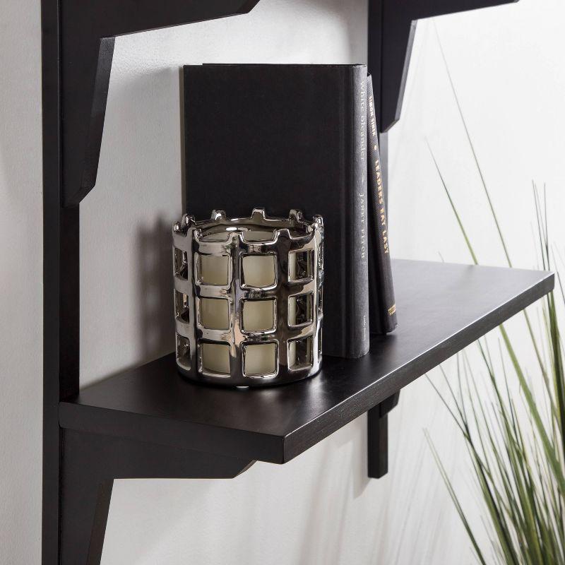 Kate & Laurel All Things Decor 24" x 8" x 24" Meridien Wood Wall Shelf Black: Poplar, 2-Tier Storage, Modern Design