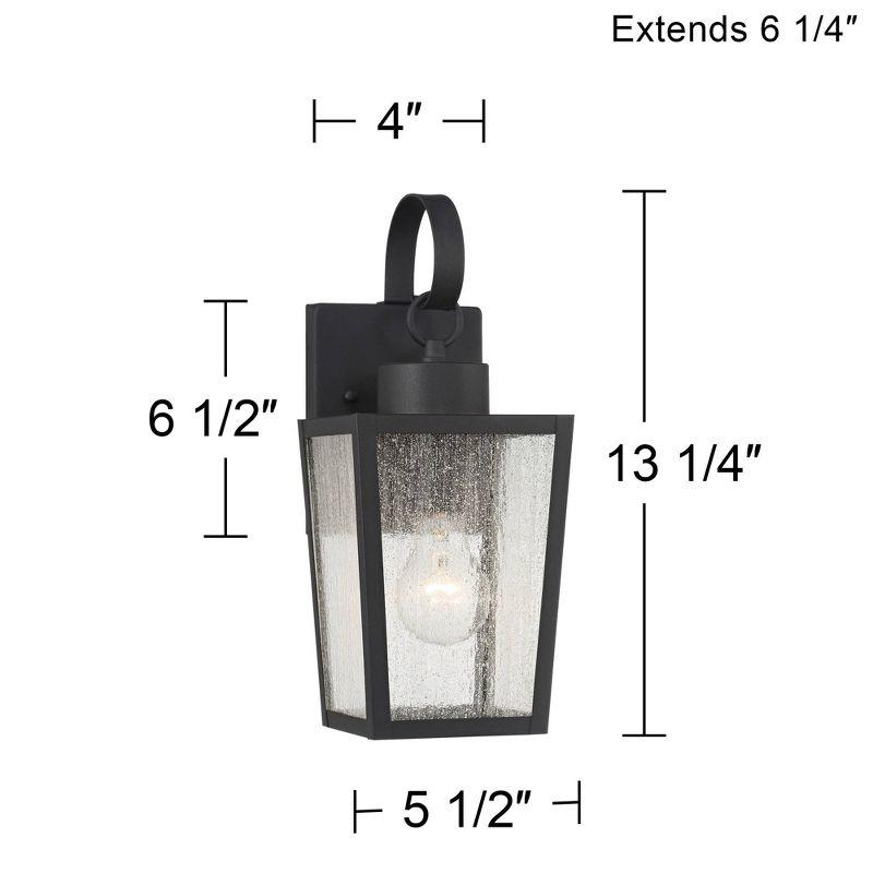 John Timberland Thebes 13 1/4" High Farmhouse Rustic Outdoor Wall Light Fixture Mount Porch House Weatherproof Textured Black Finish Clear Glass Shade
