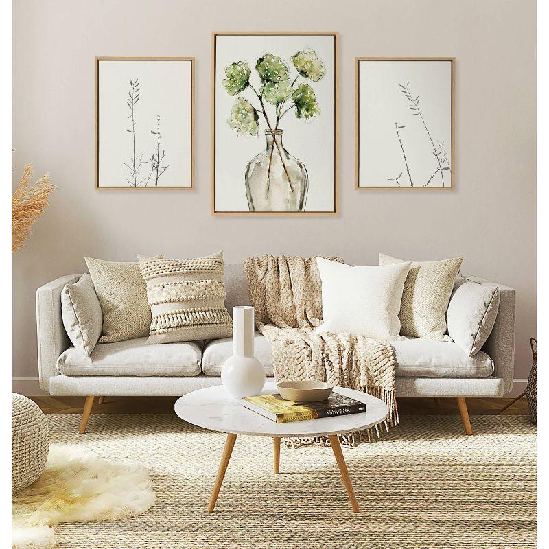 23" x 33" Sylvie Greenery Vase Framed Canvas by Sara Berrenson Natural - Kate & Laurel All Things Decor