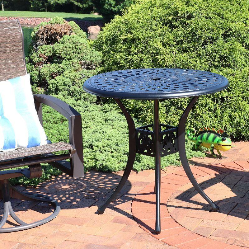 Sunnydaze 30.75" Round Sigonella Cast Aluminum Outdoor Patio Table, Black