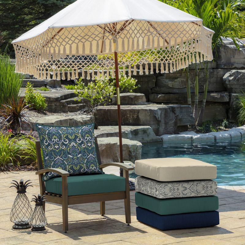 Arden Selections Reversible Outdoor Deep Seating Cushion Set 24 x 24, Sapphire Aurora Blue Damask