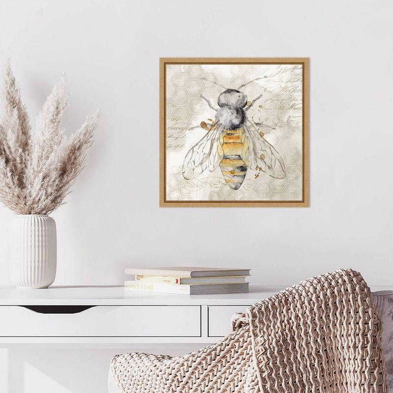 Amanti Art 16"x16" Queen Bee II by Eva Watts Framed Canvas Wall Art Print: Modern Lithograph, Insect Theme