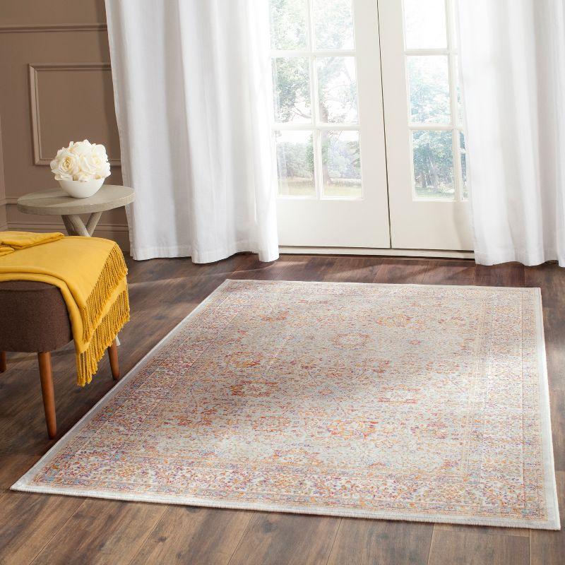 Ivory and Silver Rectangular Viscose Area Rug