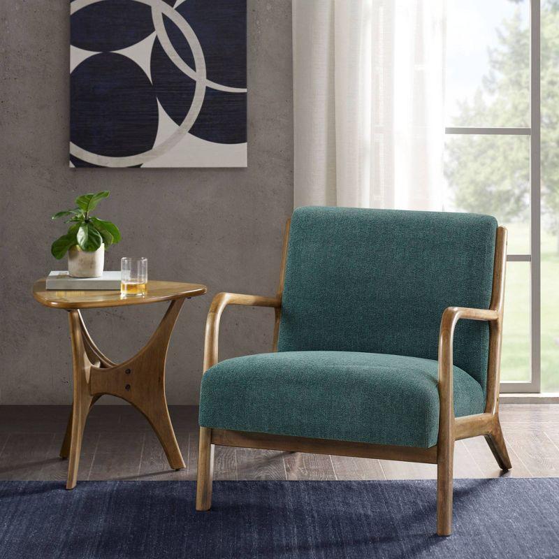 Ink+Ivy Novak Lounge Chair Teal: Upholstered Polyester, Rubberwood Frame, Spot Clean, 300lb Capacity