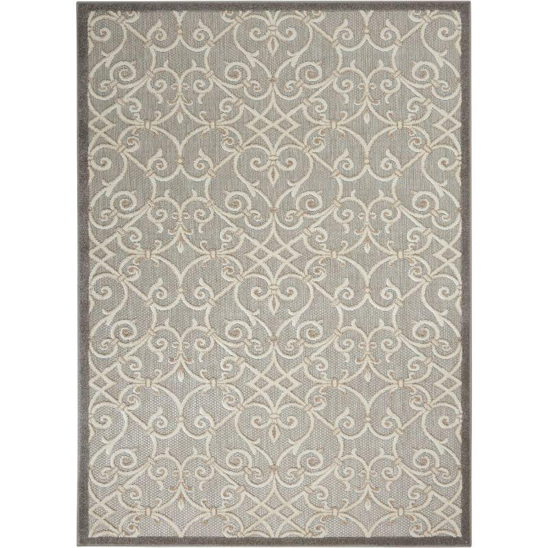 Nourison Aloha Contemporary Scroll Flatweave High-Low Indoor Outdoor Area Rug Natural 5'3" x 7'5"