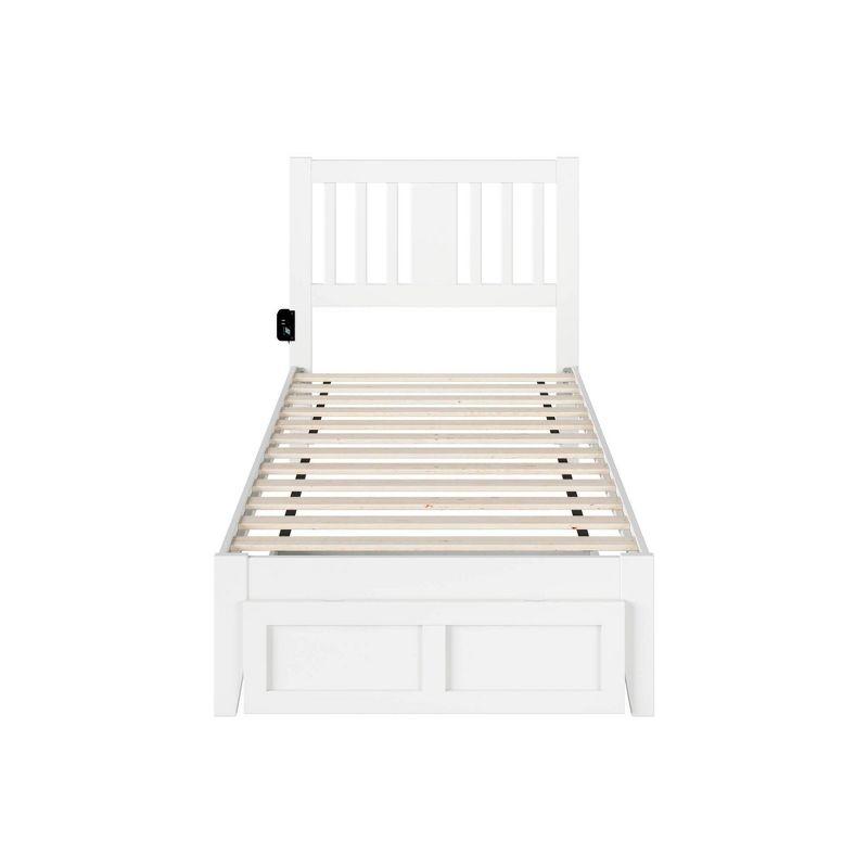 Tahoe Twin Mission White Wood Bed with Storage Drawer & USB Charger