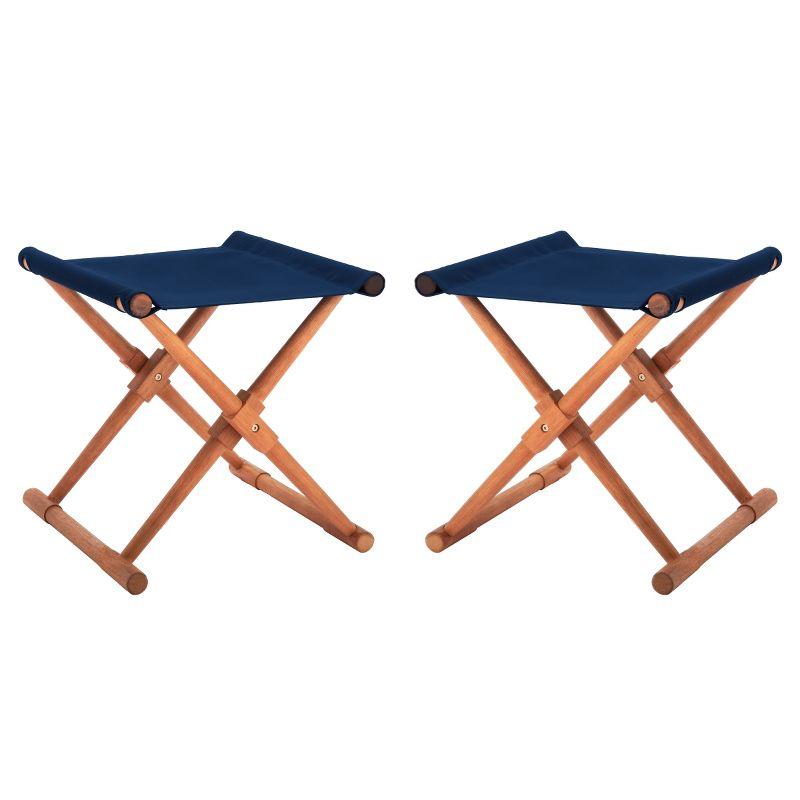 Breanne Stool Indoor/Outdoor (Set Of 2) - PAT7053 - Natural/Navy - Safavieh