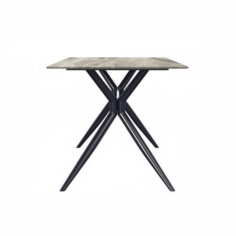 Hokku Designs Senath Modern Dining Table with Sintered Stone Top and Stainless Steel Base