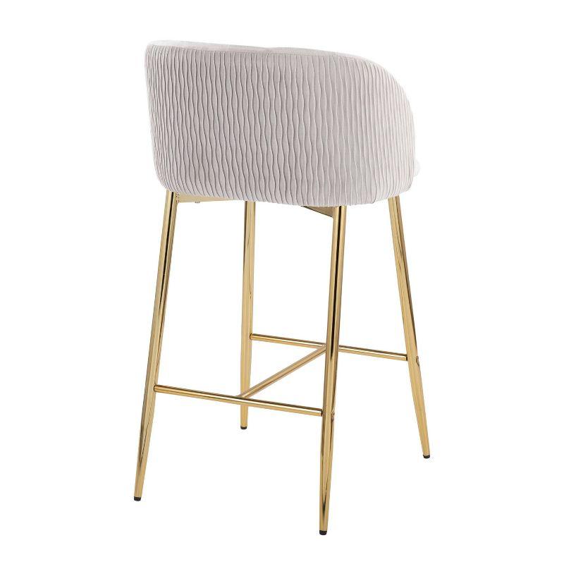 Gold Metal and Silver Velvet Counter Stools Set of 2