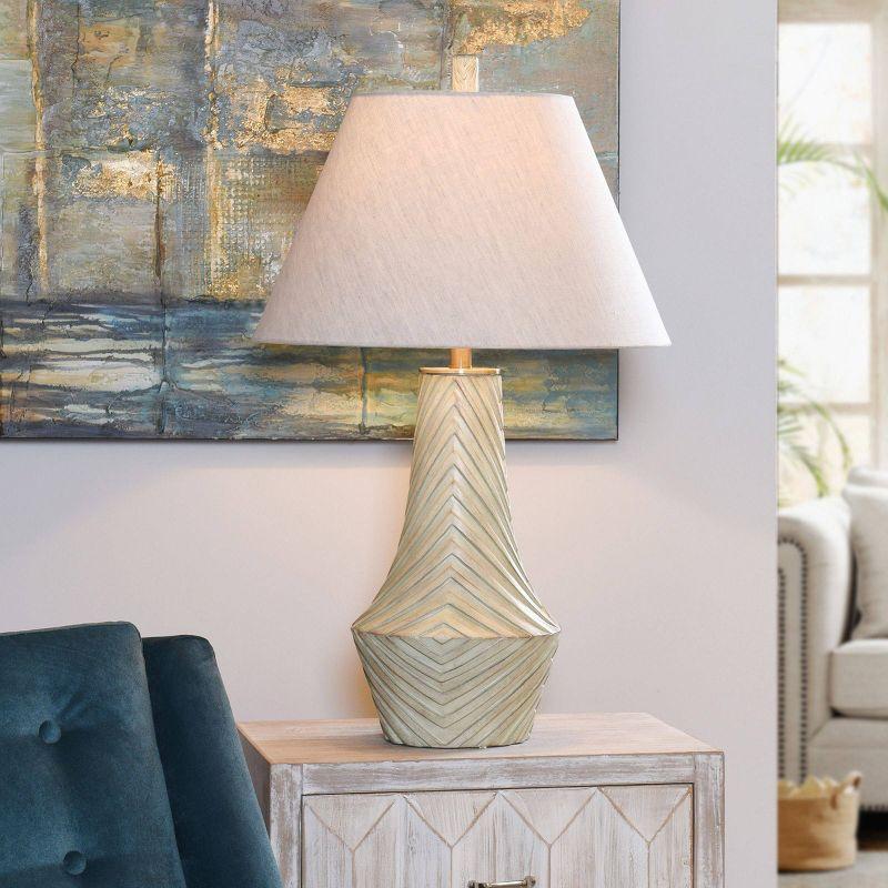 Morgana Modern Table Lamp with Diamond Design Gray - StyleCraft: Polyresin & Metal, Linen Shade, UL Listed, 31" Tall