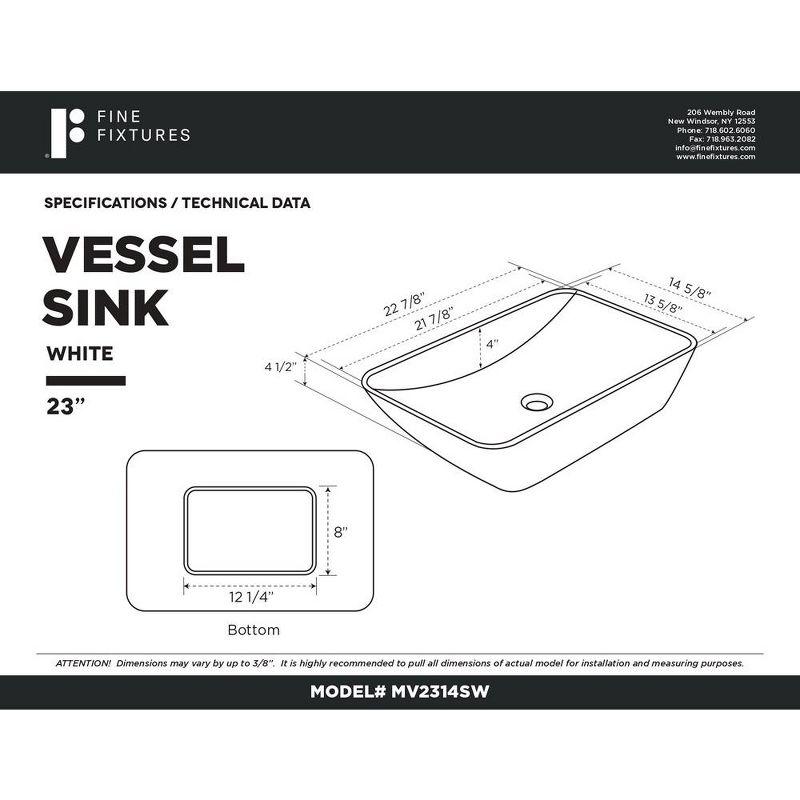 Fine Fixtures Rectangular Vessel Bathroom Sink Vitreous China