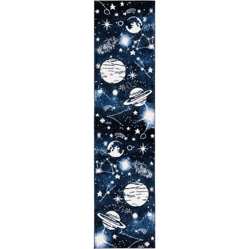 Dark Blue and Light Blue Kids Space Runner Rug