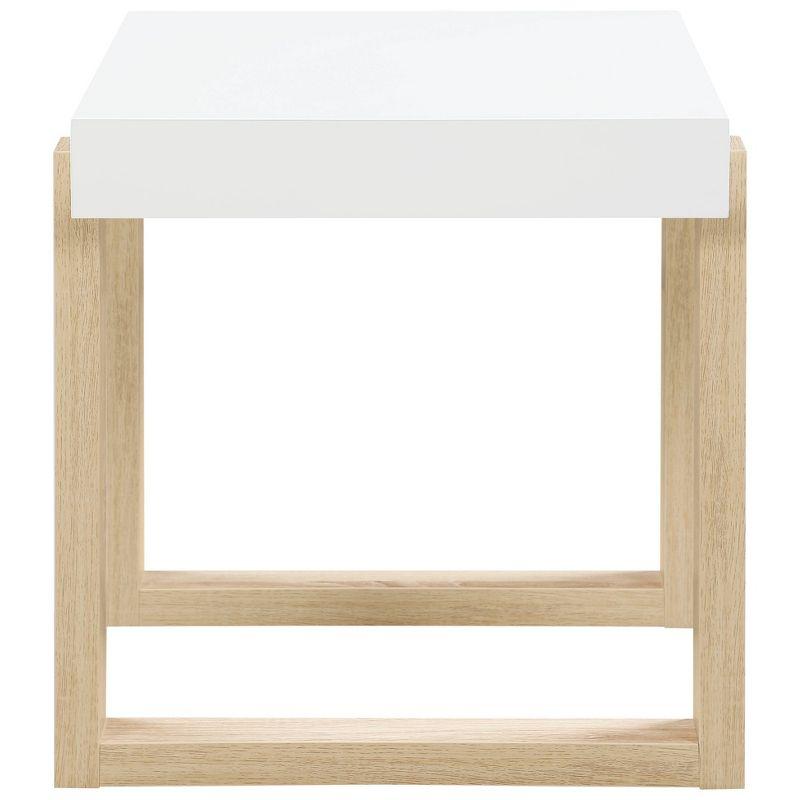 Pala Square End Table White High Gloss/Natural - Coaster