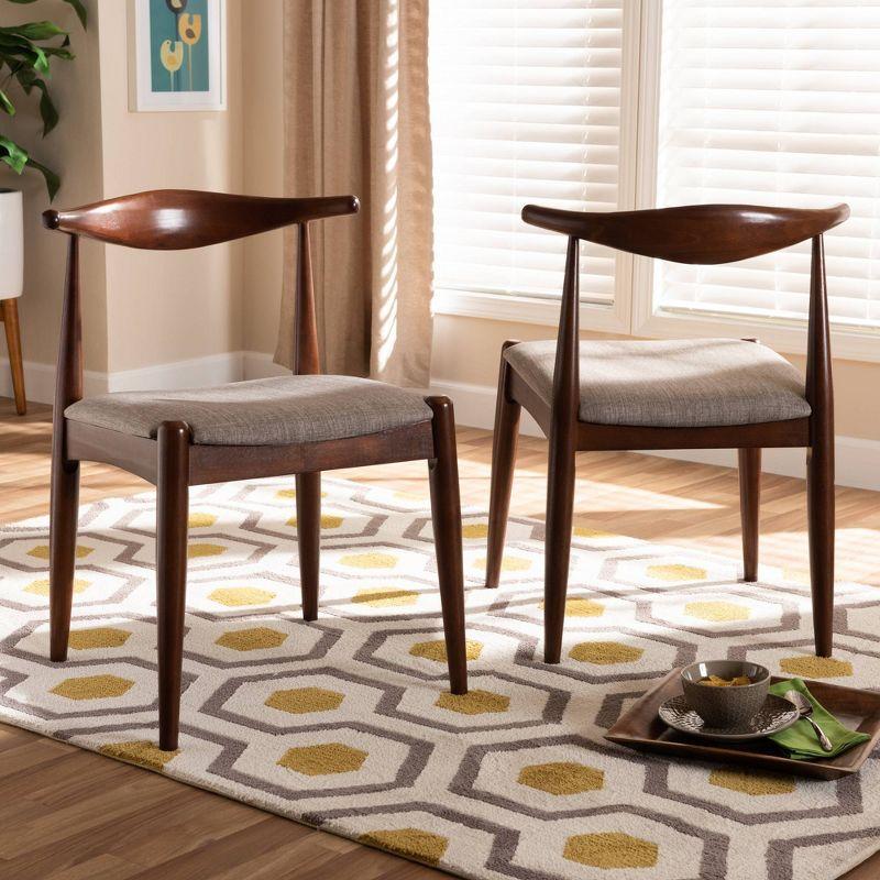 Set of 2 Aeron Wood Dining Chair Walnut - Baxton Studio: Retro-Inspired, Foam Padded, Tapered Legs
