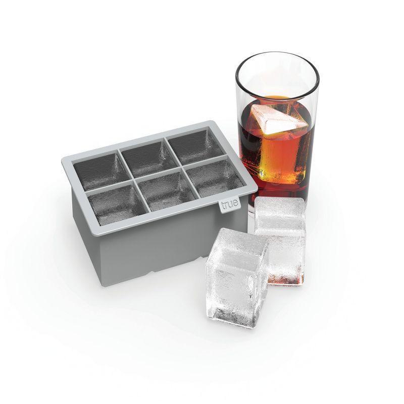 True Colossal Ice Cube Tray, Extra Large Ice Cubes, Dishwasher Safe Flexible Silicone Ice Cube Tray, Makes 6 2 Inch Ice Cubes, Grey, Set of 1