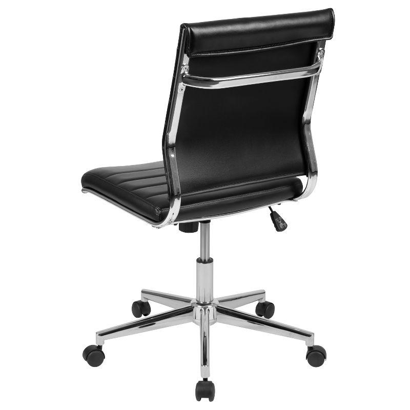 Merrick Lane Ergonomic Swivel Office Chair Ribbed Back and Seat Mid-Back Armless Computer Desk Chair with Metal Base