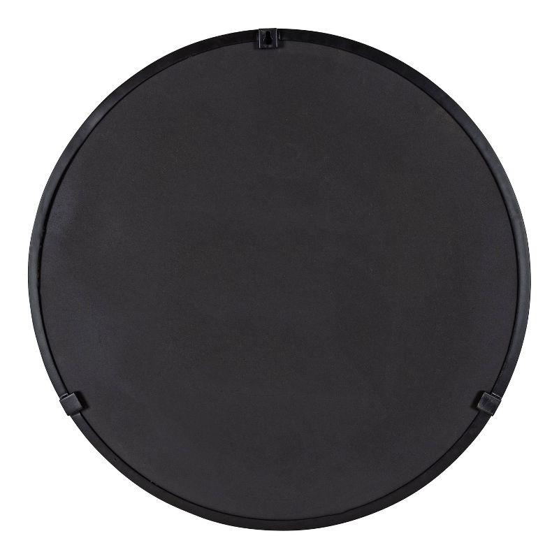 22" Rollo Round Wall Mirror Black - Kate & Laurel All Things Decor: Modern Iron Frame, Wall Mount, Geometric Design