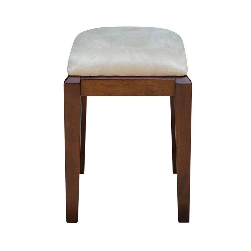 Solid Wood Vanity Bench Brown - International Concepts: Upholstered, Parawood Makeup Seat