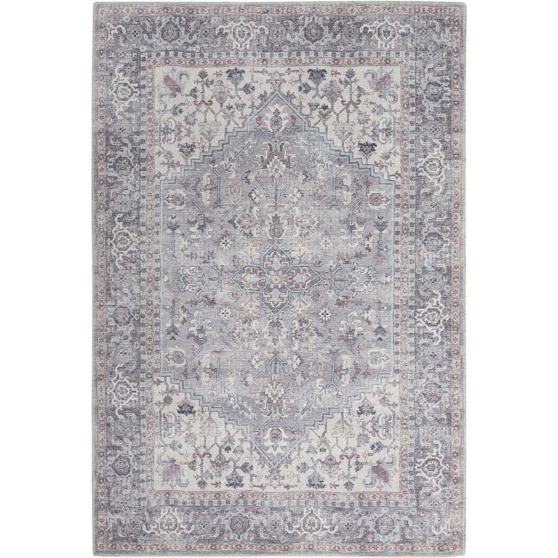 Machine Washable Oriental Gray Area Rug