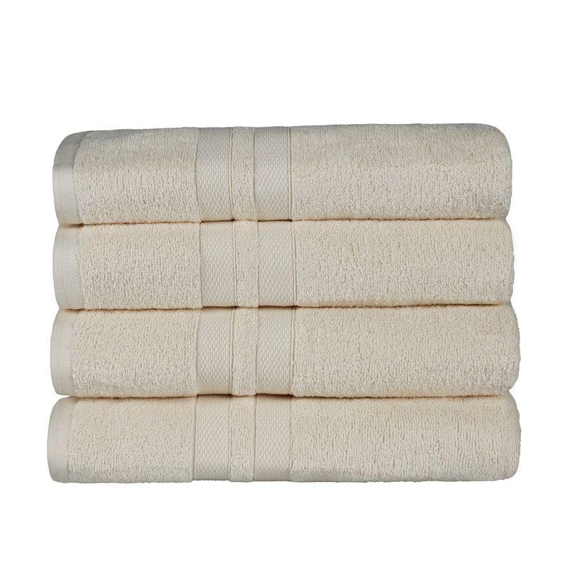 Ultra-Soft Cotton Solid Bath Towel Set of 4, Ivory - Blue Nile Mills