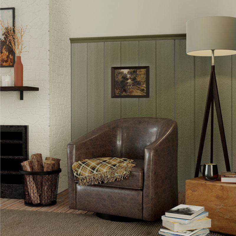 eLuxury Swivel Barrel Chair, Dark Chocolate