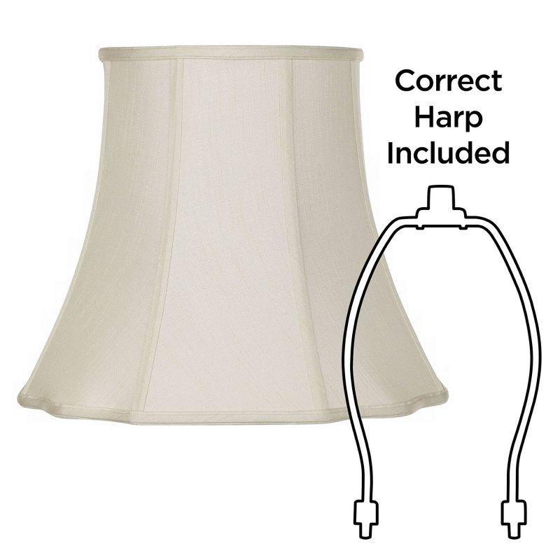 Creme Medium Bell Cut Corner Lamp Shade with Harp and Finial