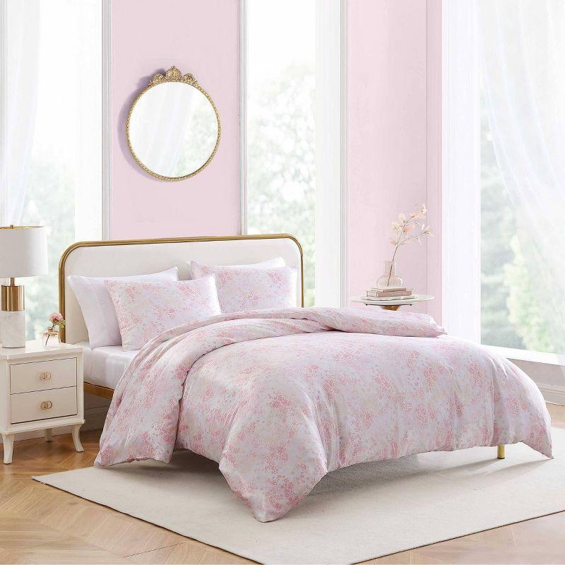 Betsey Johnson Butterfly Garden Satin Pink Duvet Cover Set